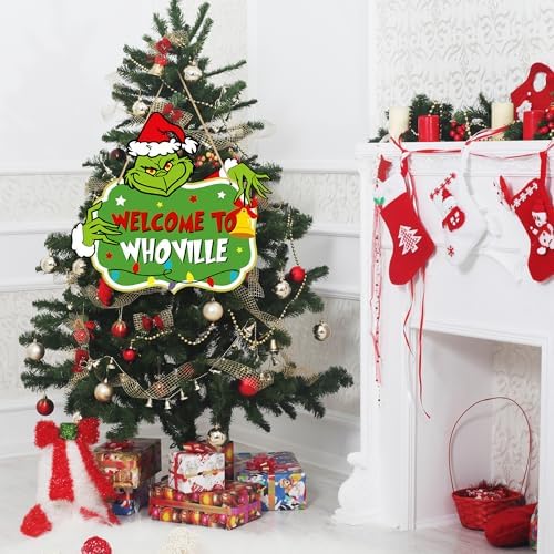 Christmas Decorations Hanging Signs Christmas Door Sign Welcome to Whoville Sign for Holiday Xmas Door Decor - Image 4