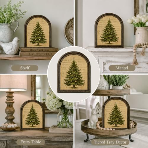 Christmas Tree Sheet Music Arched Table Sign, Farmhouse Shelf Decor - Image 5
