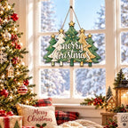 Christmas Decorations Green Gold Christmas Tree Merry Christmas Wood Sign - Image 6