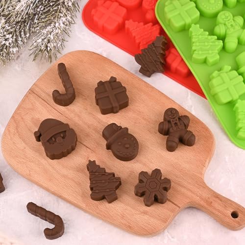 Christmas Chocolate Molds, Christmas Candy Silicone Molds, 4 Packs 14 Cavity Xmas Theme Baking Molds for Making Chocolate, Candy, Gummy, Jello, Ice, Wax Melts - Image 6
