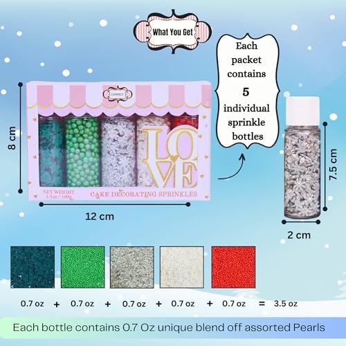 Confect Christmas Sprinkles | Red, White, Green, Holly Green & Grey Mix | Edible Holiday Sprinkles for Cakes, Cupcakes & Cookies | Festive Baking Decoration- 5 Oz - Image 5