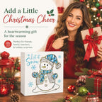 Blue Christmas Decorations, Christmas Decorations Indoor, Glitter Snowman Snowflake Sign Gift for Women Friends, Rustic Wooden Box Sign for Home Office Bedroom Desk Decor 5x5 Inches - Image 6