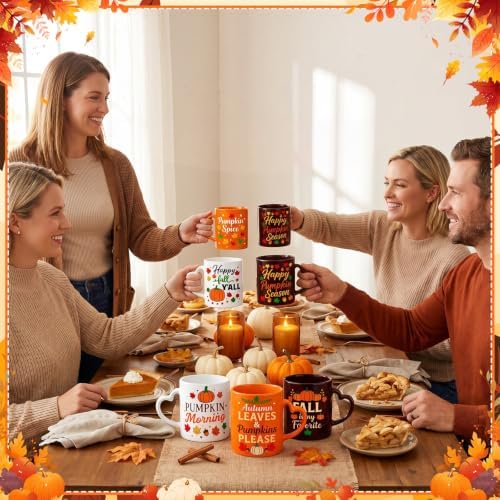 Fall Coffee Mug Set of 6, 10 oz Ceramic Teacher Mugs - Image 5