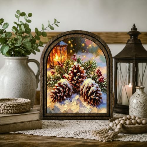 Winter Pinecone Arched Table Sign, Rustic Farmhouse Christmas Decor - Image 7