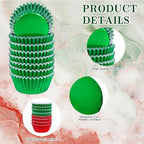 JarThenaAMCS 200Pcs Christmas Foil Cupcake Liners Xmas Red Green Foil Metallic Baking Cups Cupcake Wrappers Muffin Liners for Holiday Party Supplies - Image 3