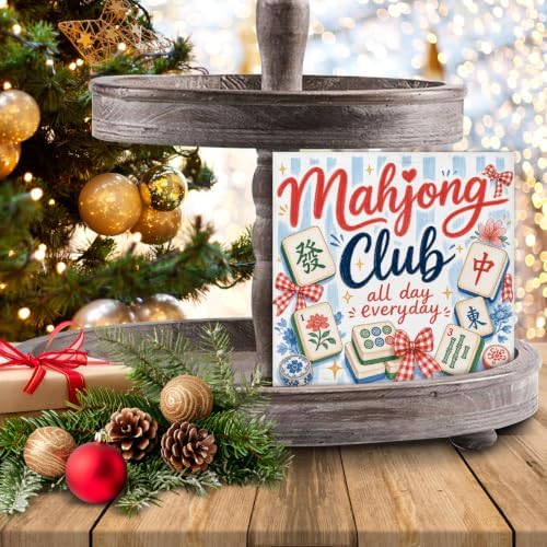 Christmas Mahjong Decor, Chinoiserie Mahjong Club Wooden Sign Decorations - Image 7