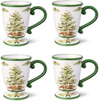 Holly Tree Christmas Mugs – Set of 4 16oz Ceramic Holiday Mugs with Classic Tree Design, Dishwasher Safe, Cozy Seasonal Drinkware for Coffee, Tea, and Cocoa by Unknown