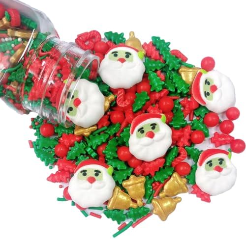 Sentovac Sprinkle Santa Claus Christmas Tree Bells Mix Red Green Sprinkles Edible for Cake Decorating Cookie Cupcake Topper Baking Decorations Halloween Christmas Supplies - Image 4