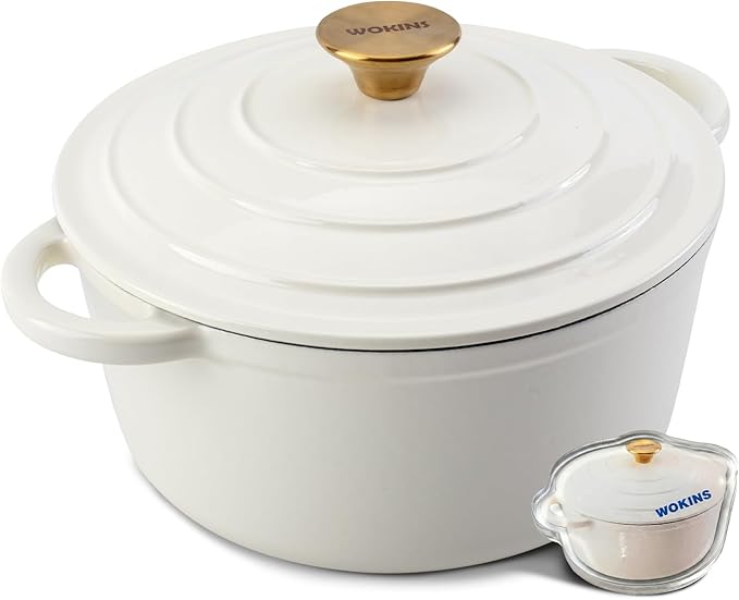Enameled Cast Iron Dutch Oven - 4QT Pot by WOKINS