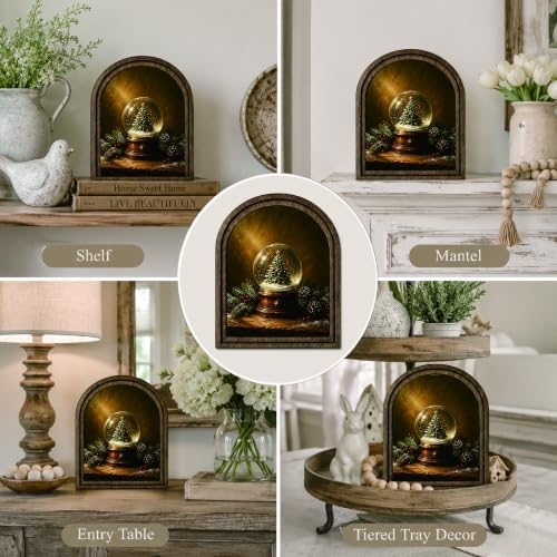 Christmas Snow Globe Arched Table Sign, Rustic Farmhouse Decor - Image 5