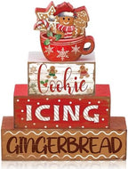 Moucuny 4 Pcs Christmas Gingerbread Man Table Decorations Xmas Block Signs by Moucuny