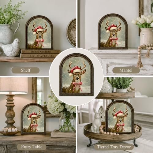 Santa Deer Arched Table Sign, Rustic Christmas Farmhouse Decor - Image 5