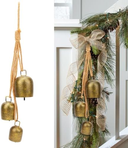 Christmas Bells for Decoration, Gold Metal Vintage Cow Bells by Unknown