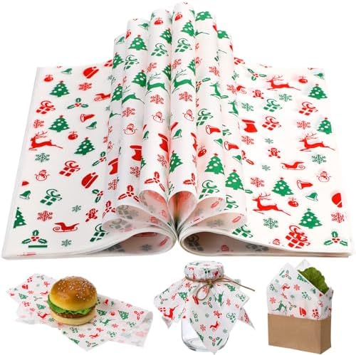 Marspark 100 Sheet Christmas Tree Elk Snowflake Wax Paper 11.4 x 11 Inch by Marspark