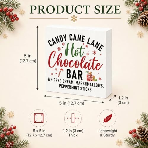 Candy Cane Lane Hot Chocolate Bar Sign, Christmas Coffee Bar Wood Box Decor - Image 3