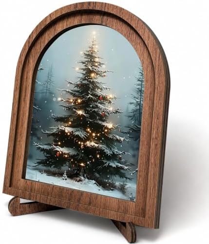 Christmas Tree Arched Decor, Winter Forest Table Sign, 5.9x7.9 by HPCHENG