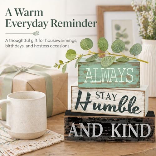 4pcs Farmhouse Table Decor, Always Stay Humble and Kind Inspirational Decor - Image 2