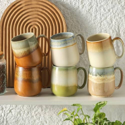HASENSE Coffee Mugs Set of 6, Ceramic 16 oz Large Reactive Glaze Mugs - Image 5