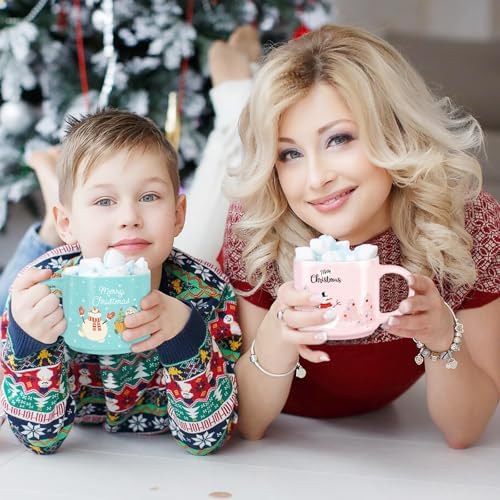 Mulbozy Set of 4 Stackable Christmas Mugs, 15.8 Oz Christmas Coffee Mug with Stand, Christmas Holiday Hot Cocoa Mugs for Mom Family Colleagues Friend & Farmhouse Cocoa Tray Decor - Image 7