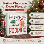 Christmas Bathroom Decor, Funny Gingerbread Christmas Decor Wooden Box Sign - Image 2