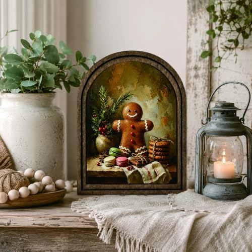 Gingerbread Man Arched Table Sign, Christmas Farmhouse Shelf Decor - Image 6