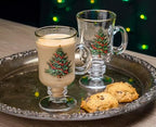 Red Co. Set of 4 Clear Glass 8 Fl Oz Christmas Tree Drinking Tumblers with Gold Rim – Irish Coffee Mug - Image 4