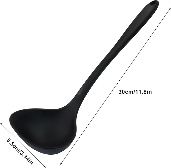 Jiozermi Silicone Soup Ladle, 12-Inch Long Handle Ladle Spoon, Heat Resistant - Image 2