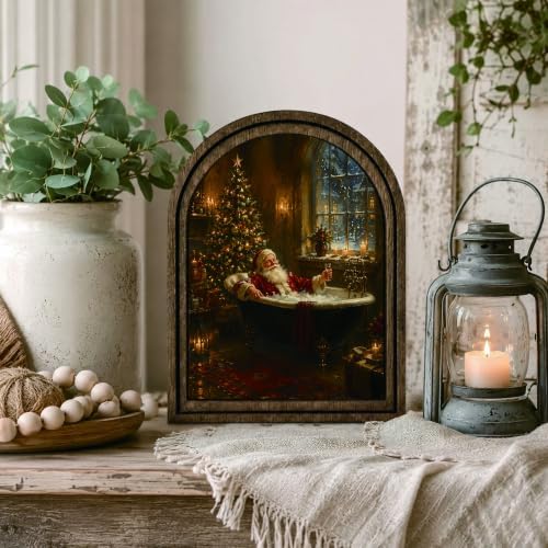 Santa Bathtub Arched Table Sign, Funny Christmas Shelf Decor - Image 6
