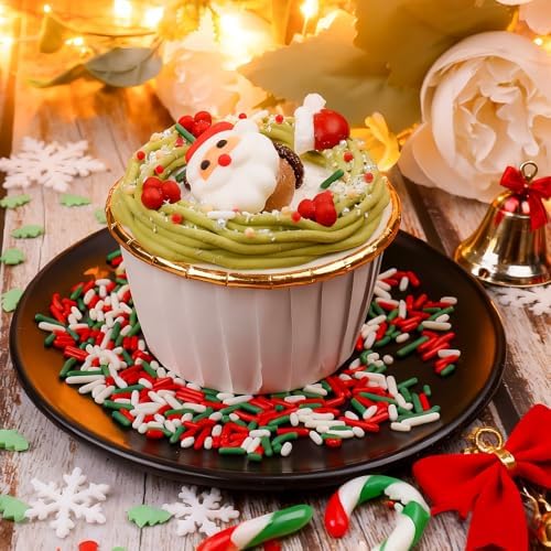 Christmas Sprinkles for Cookies, Holiday Red and Green Sprinkles Assortment 5 oz, Edible Jimmies Nonpareils and Sanding Sugar Pearls for Cake Decorating, Christmas Cookies, Baking, Cupcakes, Desserts - Image 2