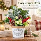 Christmas Table Decor with Metal Pot, Winter Xmas Centerpieces for Tables - Image 7