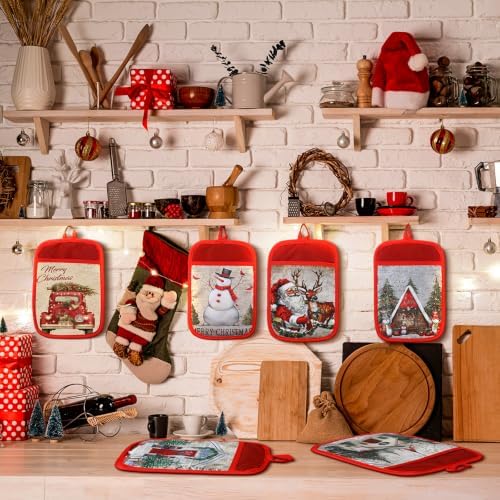 Jingmore 12 Pcs Christmas Pot Holders with Pocket for Kitchen Cooking Gift - Image 5