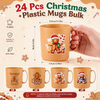 Potchen 24 Pcs Christmas Plastic Mugs Bulk 12 oz, Gingerbread Man - Image 2