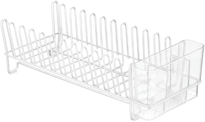 mDesign Kitchen Sink Dish Drainer – Small Metal and Plastic Dish Rack - Image 6