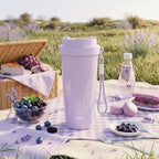 YOME 17oz Light Purple Ceramic Lined Insulated Coffee Mug with Infuser for Women Gift | One-handed Pop Open Lid | Stainless Steel |Keep Drinks Cold and Hot| 100% Leak Proof - Image 2