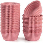 200 Paper Cupcake Liners, Muffin Liners or Baking Cups for Desserts, Muffins, Cupcakes and More Treats; Grease Proof, No Smell, Food Grade, Nut Serving Containers (Pink) by Happy+Hippo
