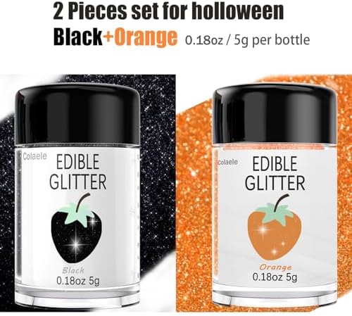 Halloween Edible Glitter Black Glimmer Powder for Cakes Drinks, Colaele Edible Glitter Set Food Grade Luster Dust Metallic Food Decorating Sprinkle for Cake Cookies Decorations,Vegan, 5g/Jar - Image 3