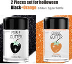 Halloween Edible Glitter Black Glimmer Powder for Cakes Drinks, Colaele Edible Glitter Set Food Grade Luster Dust Metallic Food Decorating Sprinkle for Cake Cookies Decorations,Vegan, 5g/Jar - Image 3