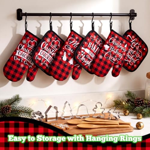 Qinyoung 48 Pcs Christmas Kitchen Oven Mitts Pot Holders, Buffalo Plaid - Image 2