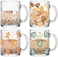 Tioncy 4 Pcs Christmas Glass Coffee Mugs 12 oz by Tioncy