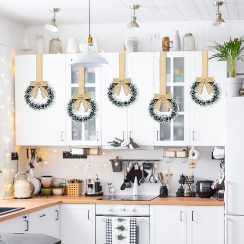 Retrowavy 12 Pcs Small Christmas Kitchen Cabinet Wreaths with Ribbon - Image 5