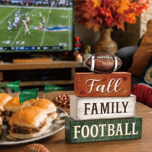 4 Pcs Football Decor, Wooden Autumn Fall Decorations for Home - Image 5