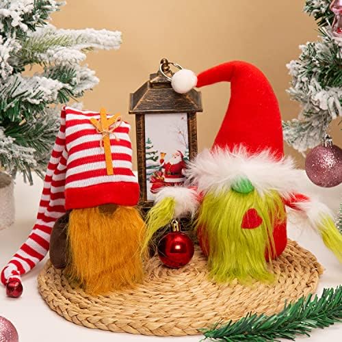 BWFY Christmas Gnomes Decorations 2-Pack Handmade Swedish Tomte Plush Gnomes Scandinavian Santa Elf Christmas Table Tiered Tray Ornament Christmas Decor Gifts - Image 3
