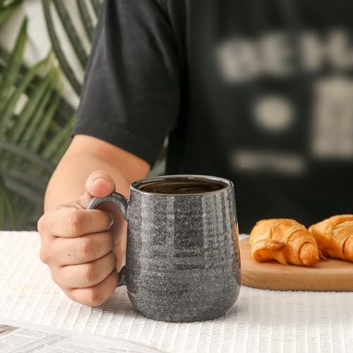 HASENSE Ceramic Coffee Mugs - 15 OZ Large Coffee Cups Set of 4 with Handle for Hot Beverage, Porcelain Latte Mugs for Tea, Milk, Cocoa, Cappuccino and Mocha, Microwave and Dishwasher Safe, Grey - Image 2