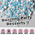 HUEBEATY 6-in-1 Edible Snowflake Sprinkles – Blue and White Winter Sprinkles for Cake Decorating, Cookies, Cupcakes & Baking | 6.36oz/180g | Frozen, Christmas, Holiday, and Winter Wonderland Decorations - Image 4