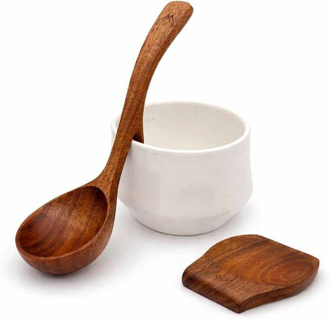4Pcs Wooden Ladle Set – Teak Wood Soup Spoons - Image 3