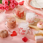 Bokon 4 Pcs Valentine Coffee Mugs with Handle, 12 oz, Heart Flower - Image 5