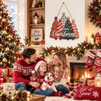 Christmas Decorations Buffalo Plaid Christmas Tree Wooden Hanging Sign - Image 5