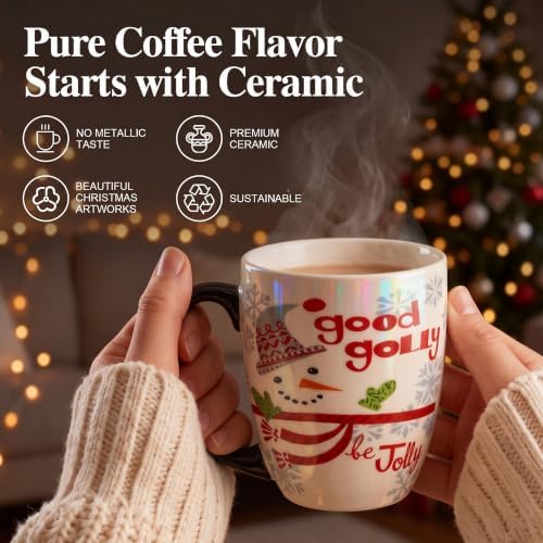 Topadorn 18 oz Christmas Mugs Set of 4, Ceramic Coffee Cups with Snowman & Christmas Hat Design - Gift for Family and Friends, Ideal for Holiday Party, Hot Chocolate, Tea - Image 5