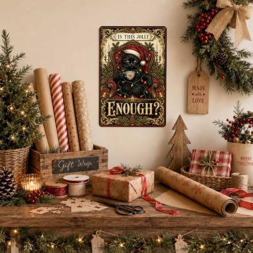 Funny Christmas Cat Sign, Black Cat Holiday Decor, Gothic Wall Art - Image 5