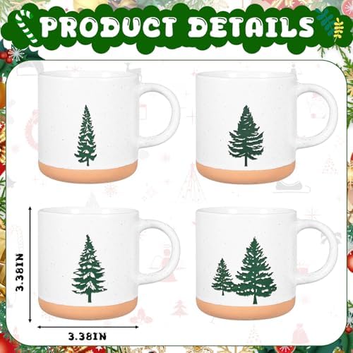 YHRJWN Christmas Mugs Set of 4-12Oz, Christmas Coffee Mugs With Xmas Tree Design, Holiday Gifts for Family, Friends, Dishwasher & Microwave Safe - Image 6